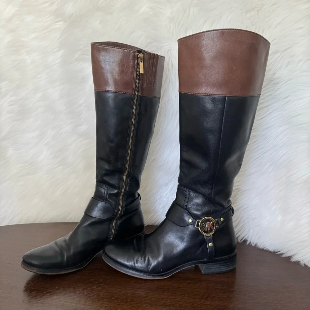 Michael Kors Leather Fulton Harness Equestrian Riding Boot Size 9